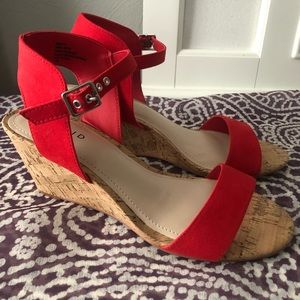 Torrid 7.5W Red Canvas Wedges
